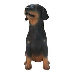 6.5 Inch Rottweiler Puppy Resin Figurine Sitting Looking Up Collectible